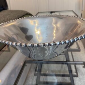 Lenox Organics Bead Serving Bowl 12.5” Silver Aluminum